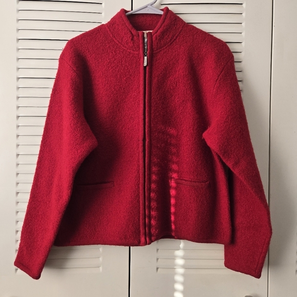 Vintage Norm Thompson Women Red Wool Jacket Size L 165 - Picture 1 of 7